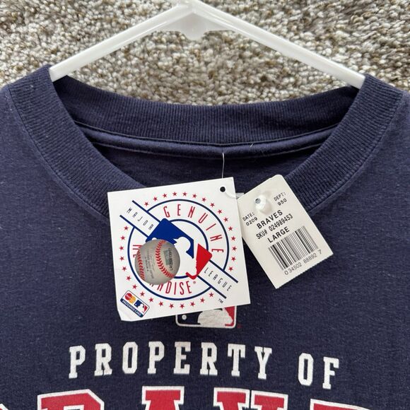 Atlanta Braces Shirt Mens Large Blue Majestic MLB Baseball Short Sleeve New Crew - Picture 2 of 11